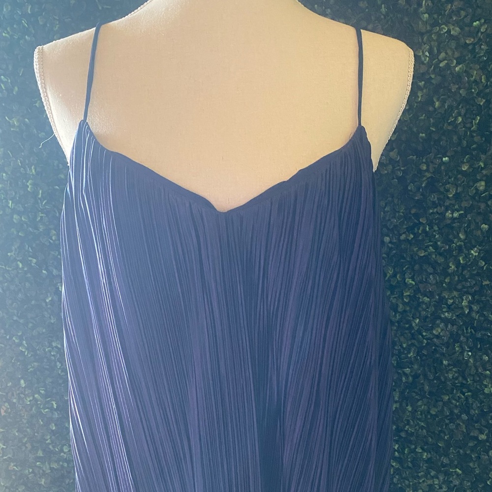 Navy Blue Plisse Blouse